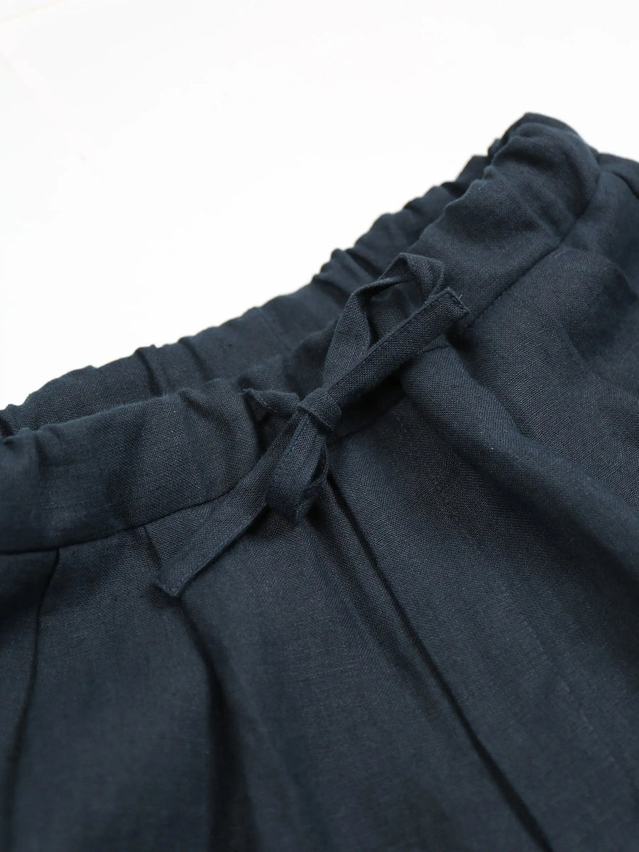 T005 Linen Drawstring Trouser - Black