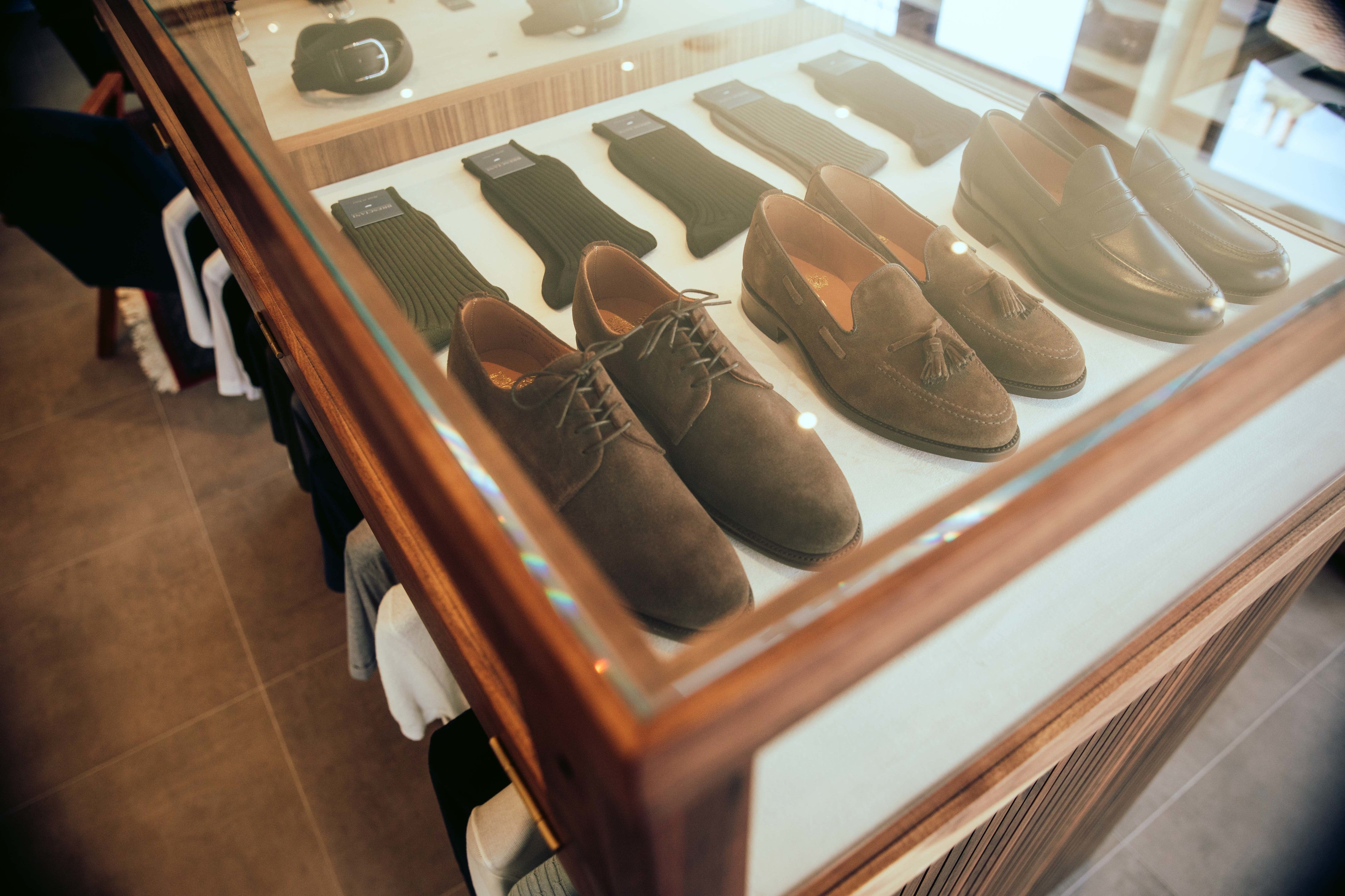 The Local Merchants display cabinets with Sanders shoes