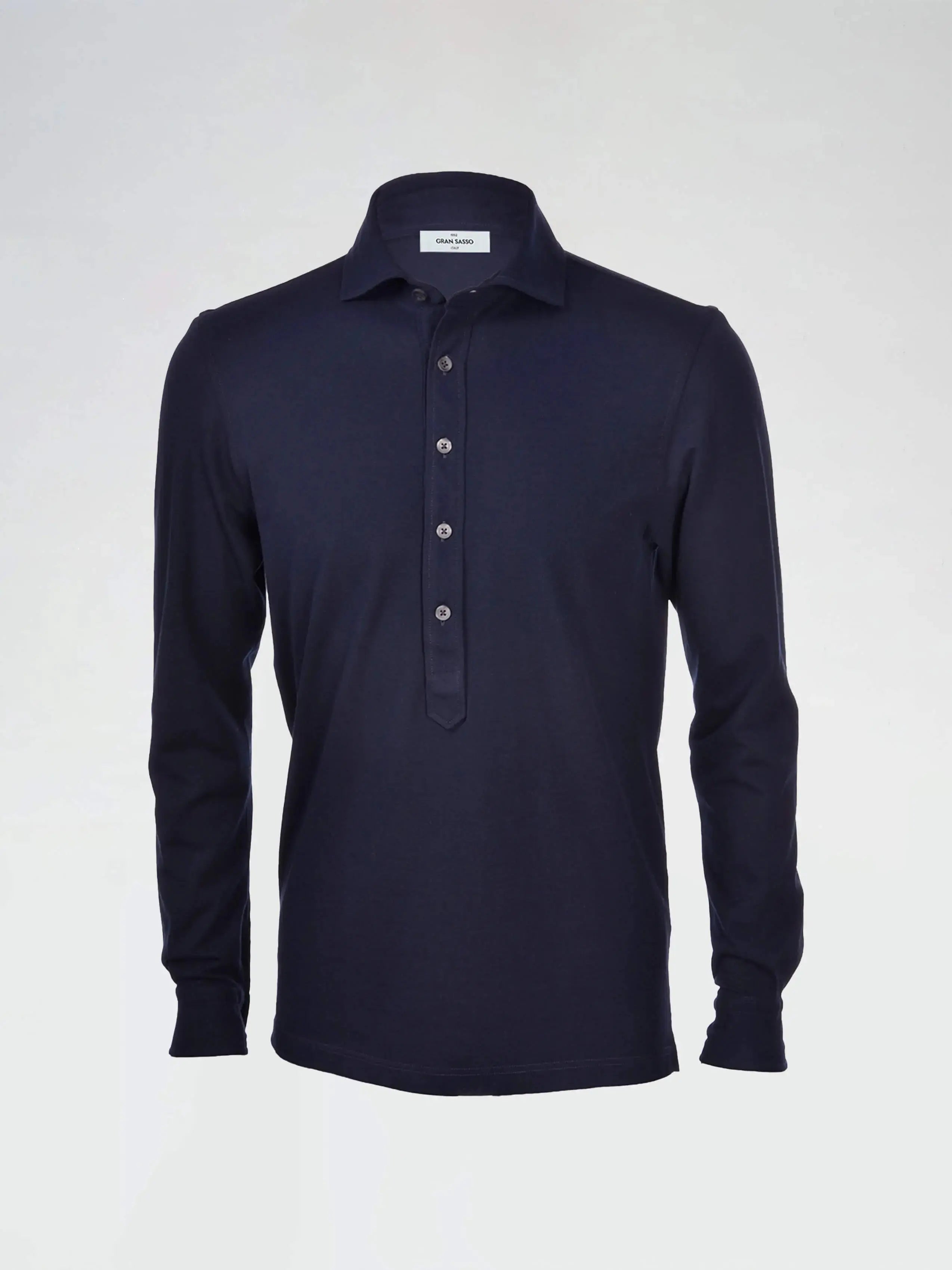 Gran Sasso Navy Long Placket Polo The Local Merchants